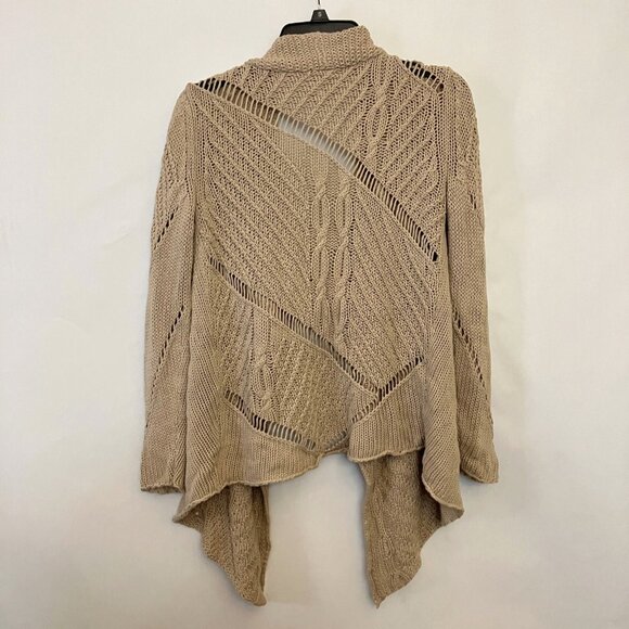 Chico's Womens Tan Draped Waterfall Cardigan Sweater Open Knit Size 0 = US Small - Picture 5 of 7